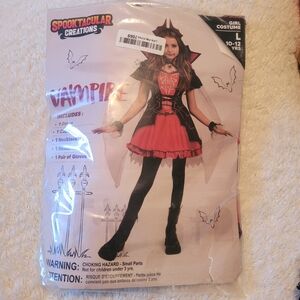 Girls' Red & Black Vampire Costume - Size L (10-12)